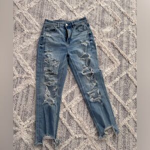 American Eagle Strigid Ripped Mom Jean
